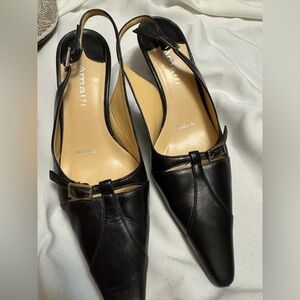 Amalfi by Rangoni Black Leather Slingback Heels Made in Italy Size 4.5
